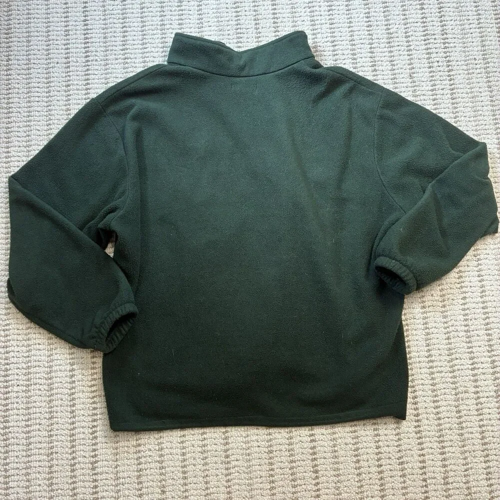 Vintage J Crew Oarsman Fleece Quarter Zip Jacket Mens XL Green Sport Pullover